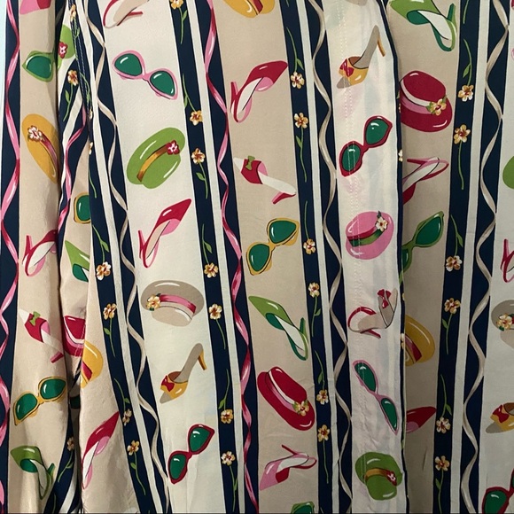 Vintage artsy silk blouse with playful accessories/fashion print - Picture 3 of 5